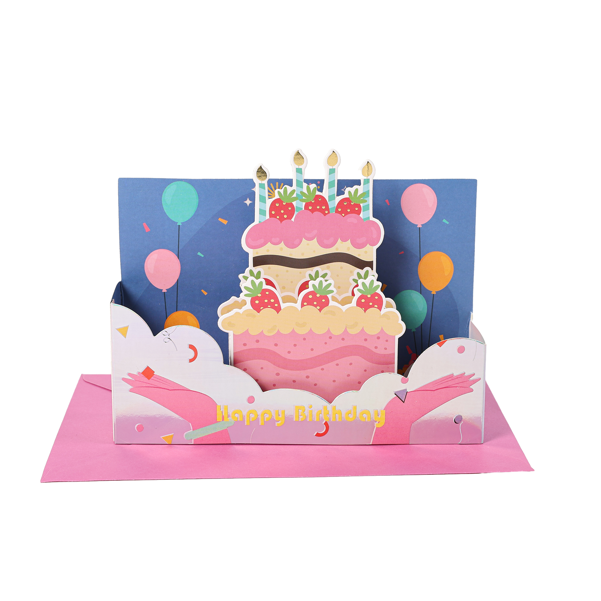 Strawberry cake birthday card BA020